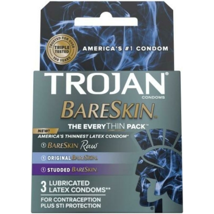 Trojan Bareskin Everythin 3-pack - Bareskin Raw, Original, And Studded