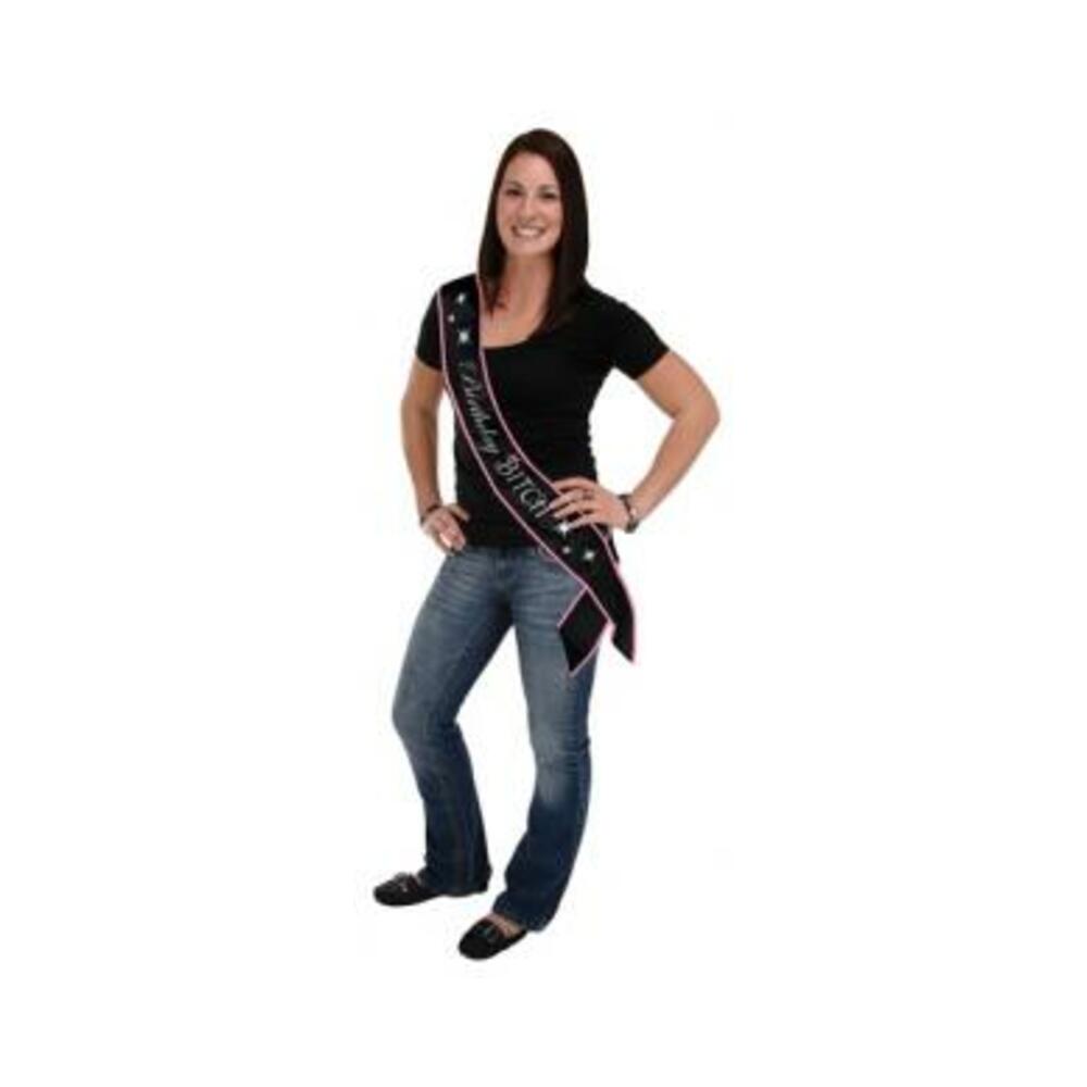 034689605478_1 Birthday Bitch Satin Sash - Image 1