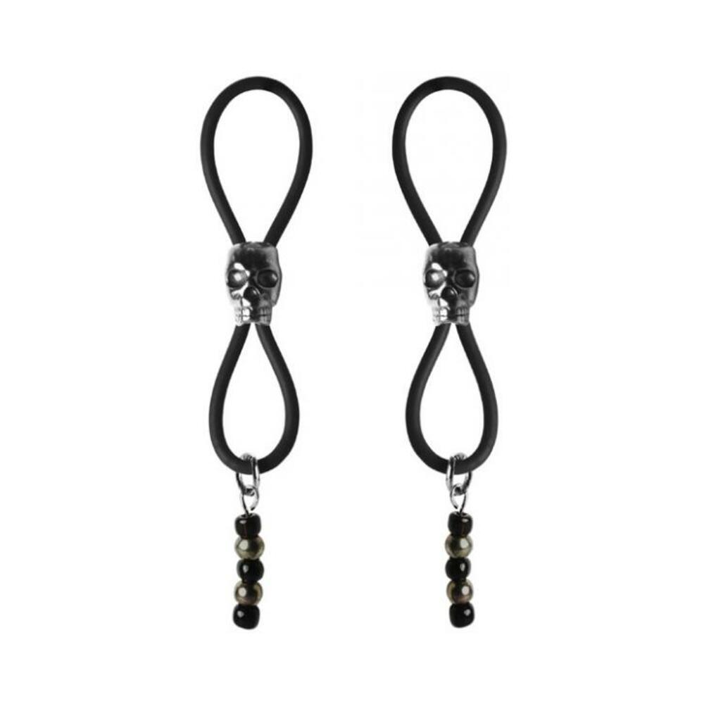 053176856452_1 Bijoux De Nip Nipple Halos Black Skull Slider Black Silver - Image 1