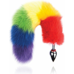 Rainbow Foxy Tail  Fur Tail With Stainless Steel Butt Plug - Image 2