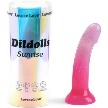 Love To Love Dildolls Sunrise  6 In. Silicone Dildo With Multicolor Star Glitter Pink/purple
