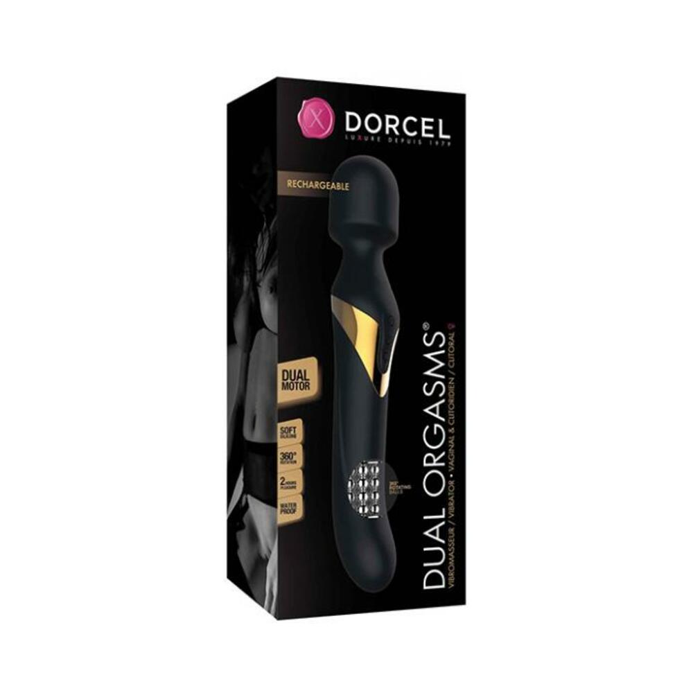 3700436071854_1 Dorcel Dual Orgasms Wand Vibrator - Black/gold - Image 1