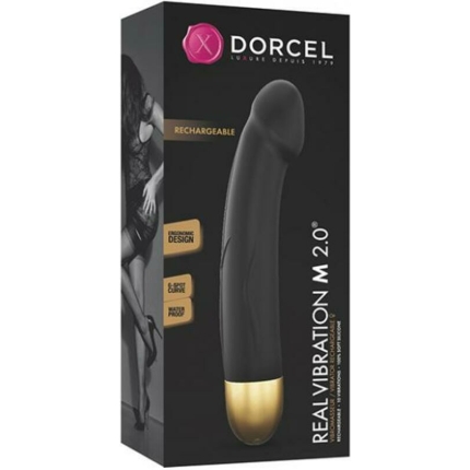 Dorcel Real Vibration M 8.6" Rechargeable Vibrator 2.0 - Black/gold
