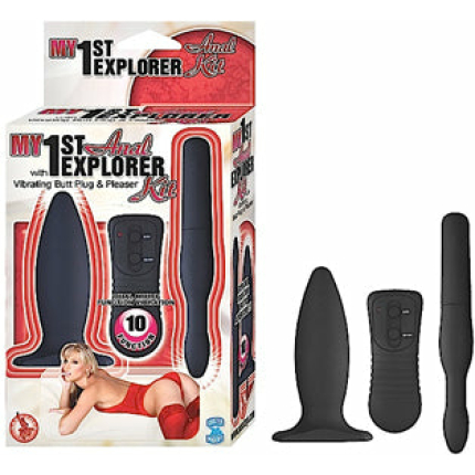 My 1st Anal Explorer Kit Vibrating Butt Plug and Please - Black