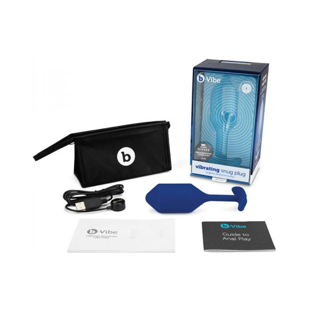 4890808242445_1 B-vibe Vibrating Snug Plug 3 Blue - Image 1
