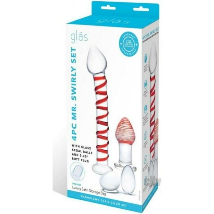Glas Mr. Swirly Set With Glass Kegal Balls And 3.25 In. Buttplug
