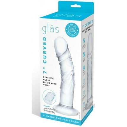 Glas Curved Realistic Glass Dildo With Veins 7 In.