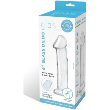 Glas 6" Dildo W/veins & Flat Base