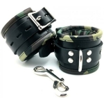 Sensual Sin Leather Padded Ankle Cuffs Camo Piping