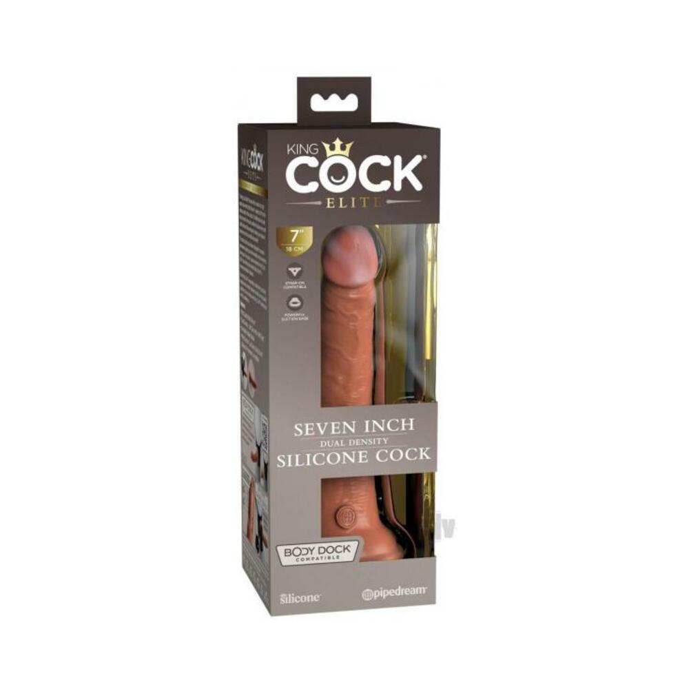 603912769296_1 King Cock Elite Silicone Dual-density Cock 7 In. Tan - Image 1