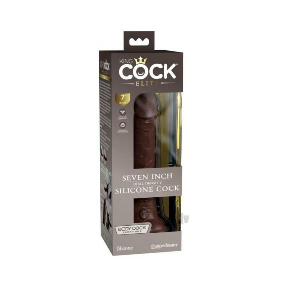 603912769302_1 King Cock Elite Silicone Dual-density Cock 7 In. Brown - Image 1
