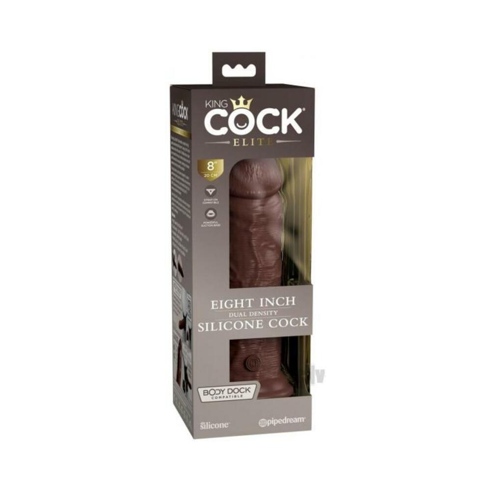 603912769333_1 King Cock Elite Silicone Dual-density Cock 8 In. Brown - Image 1