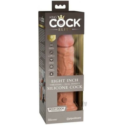 King Cock Elite Vibrating Silicone Dual-density Cock 8 In. Tan