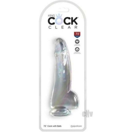 King Cock Clear With Balls 7.5in Clear