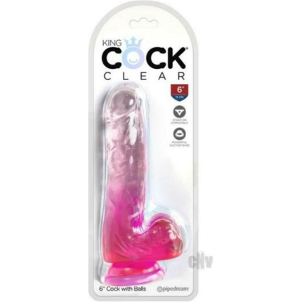 Kc 6 Cock Clear W/balls Pink