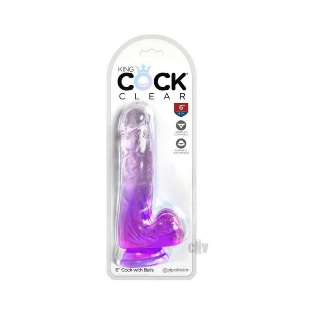 603912774962_1 Kc 6 Cock Clear W/balls Purple - Image 1