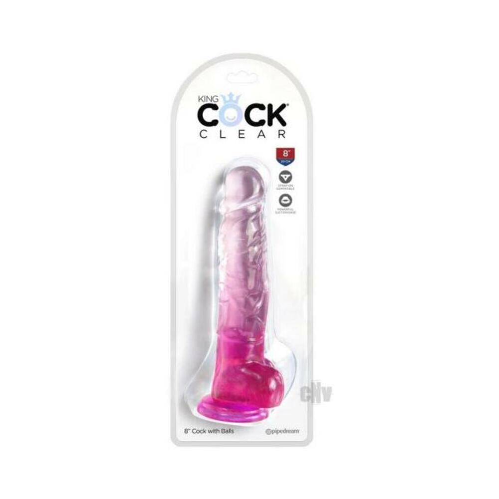 603912774993_1 Kc 8 Cock Clear W/balls Pink - Image 1