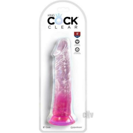 King Cock Clear 8in Pink