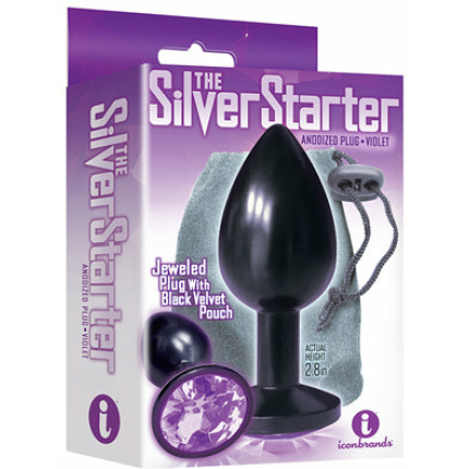 The 9s the Silver Starter Anodized Bejeweled Stainless Steel Plug - Violet