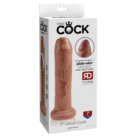 64988 King Cock 7 Uncut Dildo - Tan - Image 1