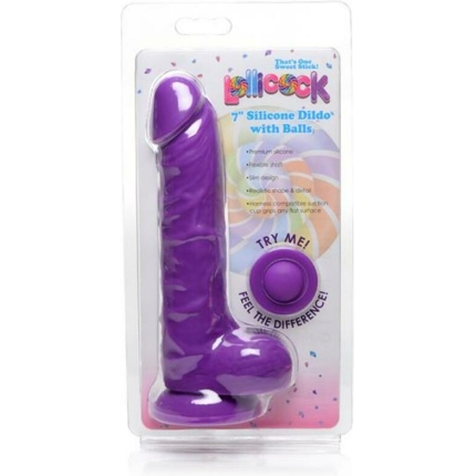 Lollicock Silicone Dildo With Balls 7 In. Grape