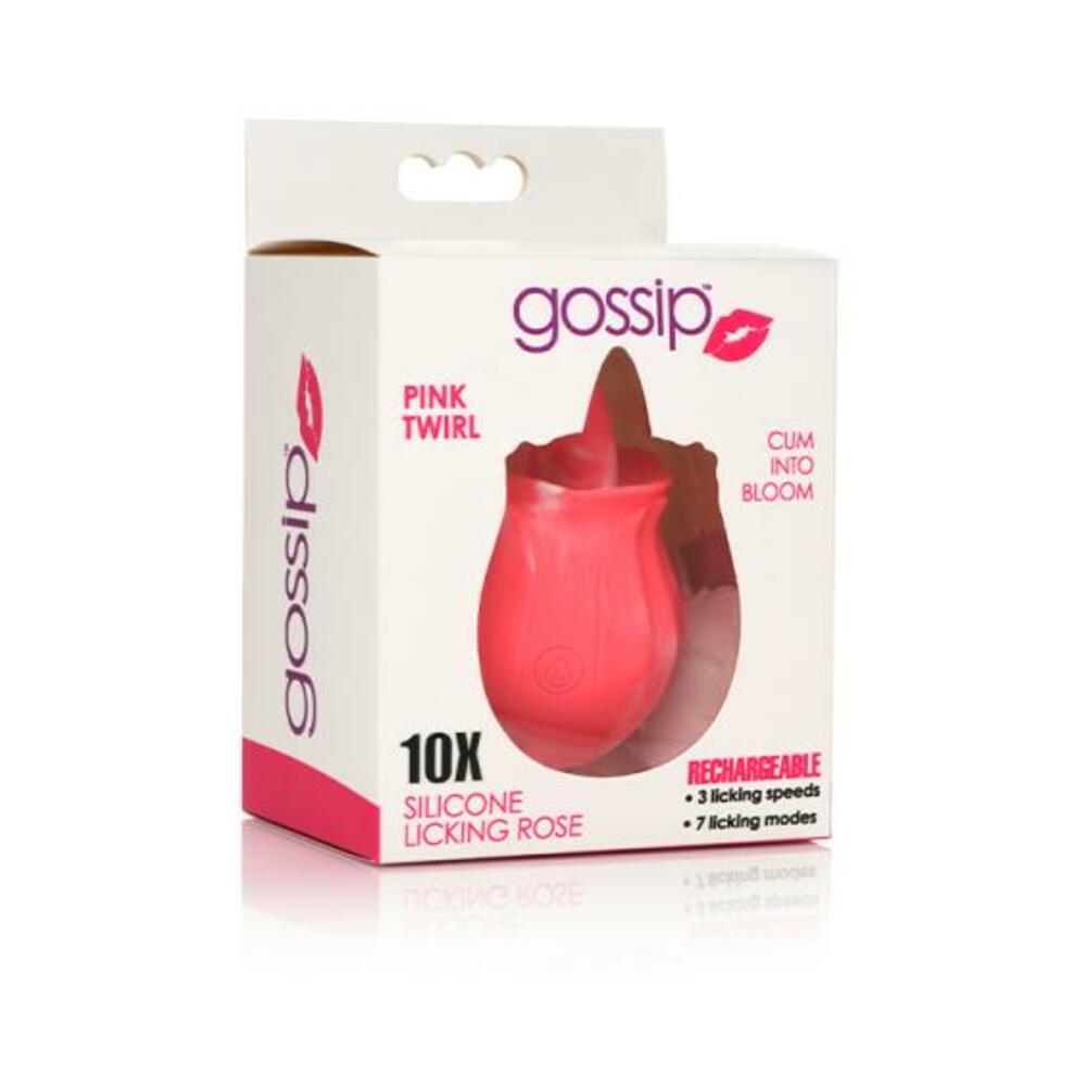 653078943306_1 Gossip Tongue Tickler 10 Function Rechargeable Silicone Licking Rose Pink - Image 1