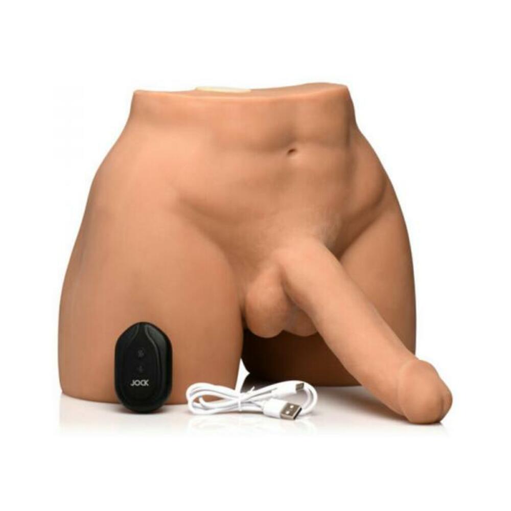 653078943696_1 Jock Vibrating & Squeezing Male Masturbator With Posable 7 In. Dildo Medium - Image 1