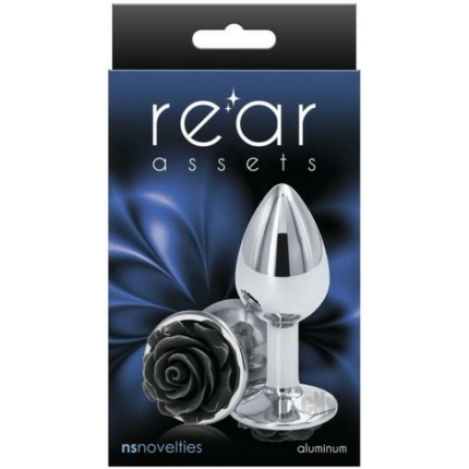 Rear Assets Rose Anal Plug - Small - Black