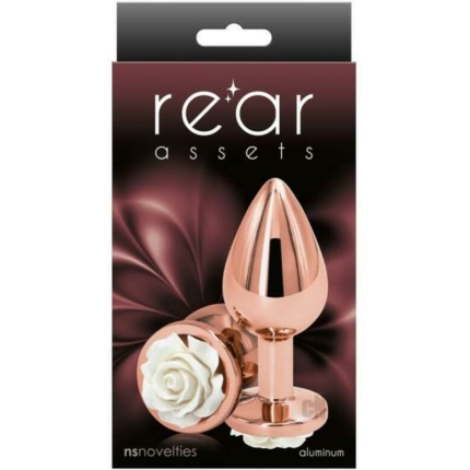 Rear Assets Rose Anal Plug - Medium - White