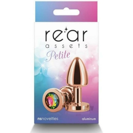 Rear Assets Petite Metal Anal Plug Rose Gold/rainbow