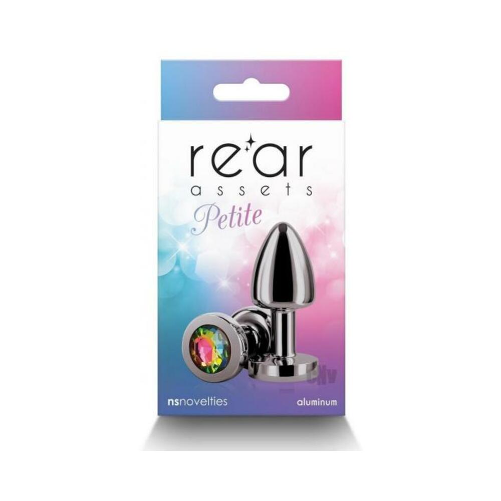 657447107498_1 Rear Assets Petite Metal Anal Plug Gunmetal/rainbow - Image 1