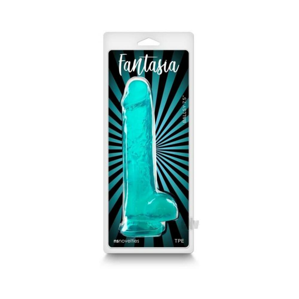 657447107719_1 Fantasia Ballsy 7.5 In. Jelly Dildo Teal - Image 1