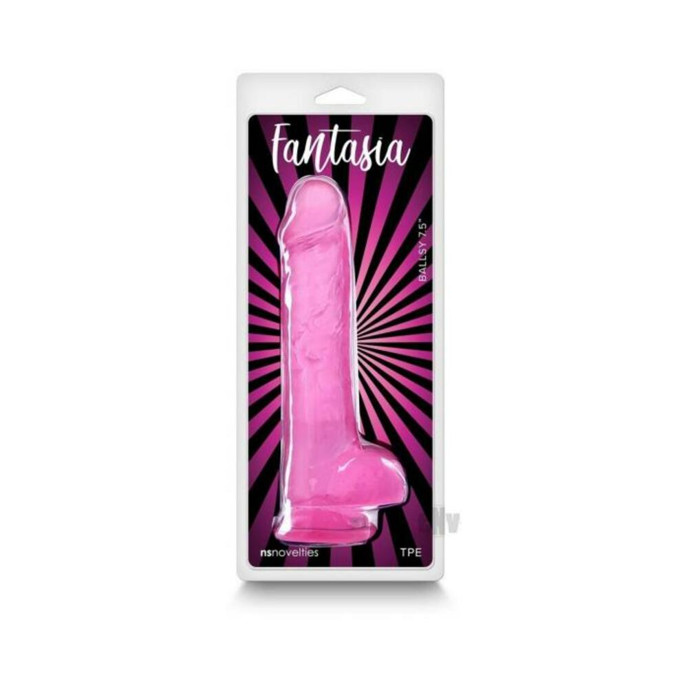 657447107726_1 Fantasia Ballsy 7.5 In. Jelly Dildo Pink - Image 1