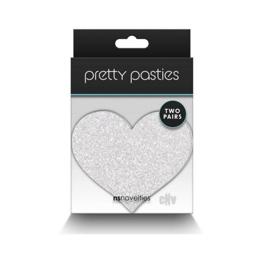 657447107832_1 Pretty Pasties Glitter Hearts Red/silver 2 Pair - Image 1