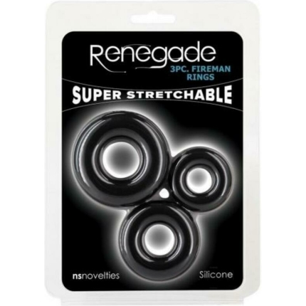 Renegade Fireman Rings 3-piece Cock Ring Kit Black