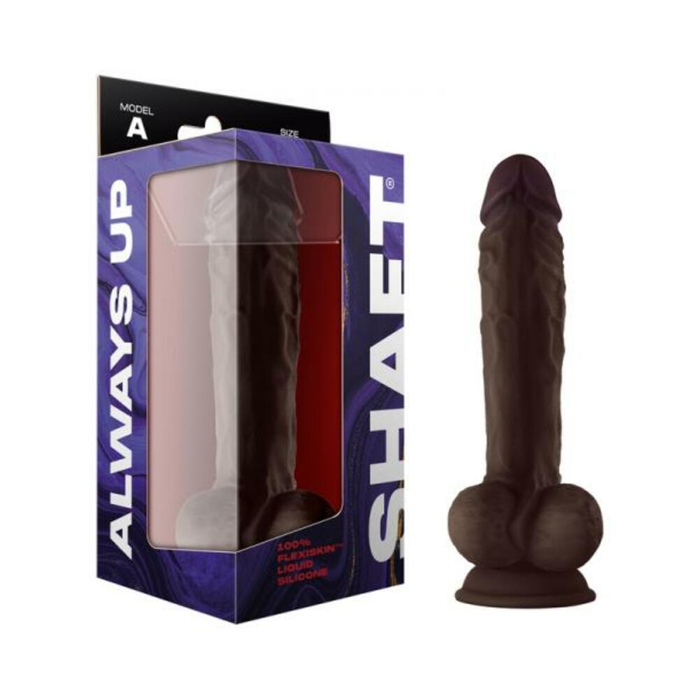 663546906566_1 Shaft Model A Liquid Silicone 10.5 In. Dildo With Balls Mahogany - Image 1