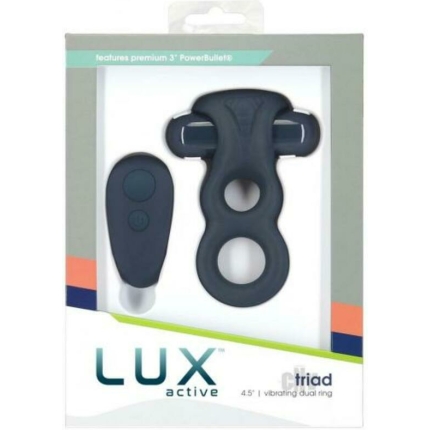 Lux Active Triad 4.5 In. Vibrating Dual Ring Silicone Black