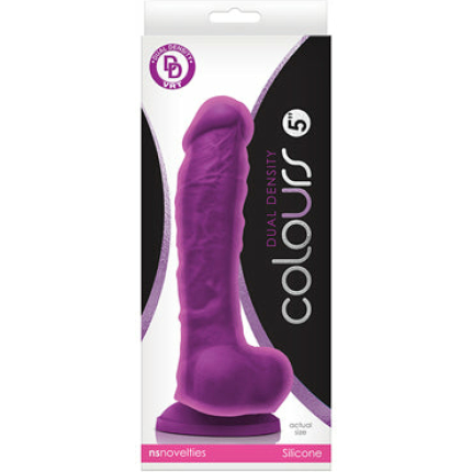 Colours Dual Density 5 Dong w/Balls & Suction Cup - Purple
