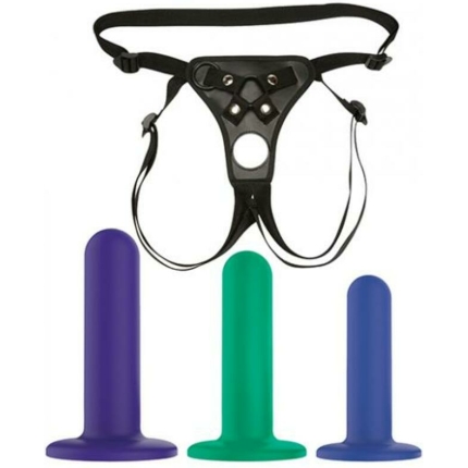 Nobu Tai Silicone Dildo Set W/adjustable Strap On - 3 Piece Kit Assorted Colors