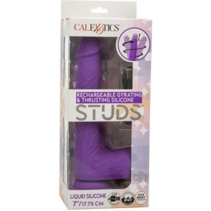 Silicone Studs Rechargeable Gyrating & Thrusting Vibrator - Purple