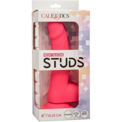 Silicone Studs Neon 6" Dildo - Pink