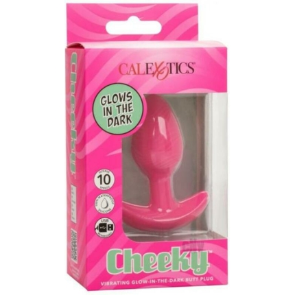 Cheeky Glow In The Dark Vibrating Butt Plug - Pink