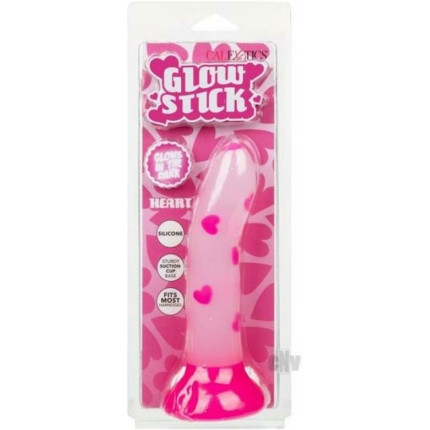 Glow Stick Heart Suction Cup Glow-in-the-dark Dildo - Pink