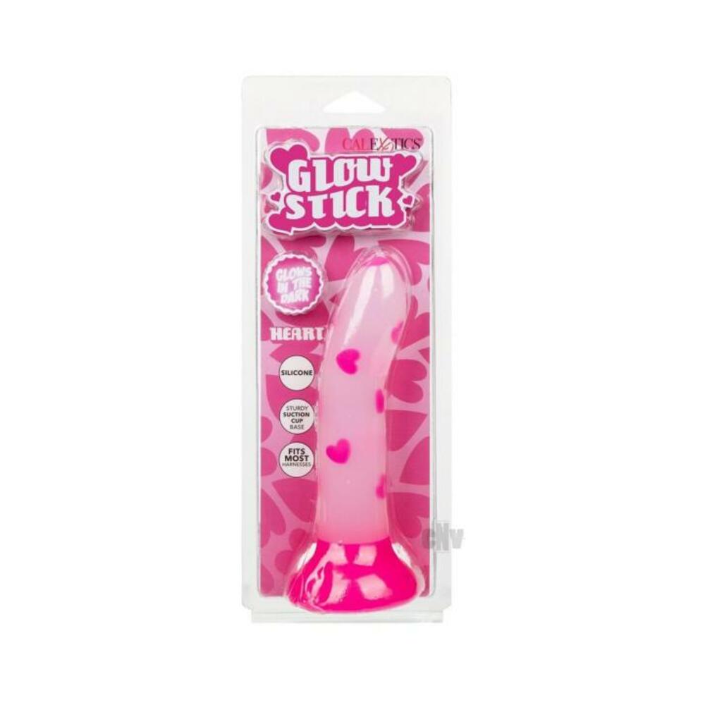 716770109569_1 Glow Stick Heart Suction Cup Glow-in-the-dark Dildo - Pink - Image 1