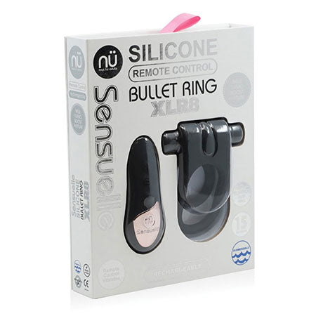 73291 Sensuelle Silic Remote Bullet Ring Blk - Image 1