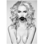 Ouch! Black & White Breathable Ball Gag With Nipple Clamps Black