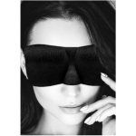 Ouch! Black & White Satin Curvy Eye Mask With Elastic Straps Black