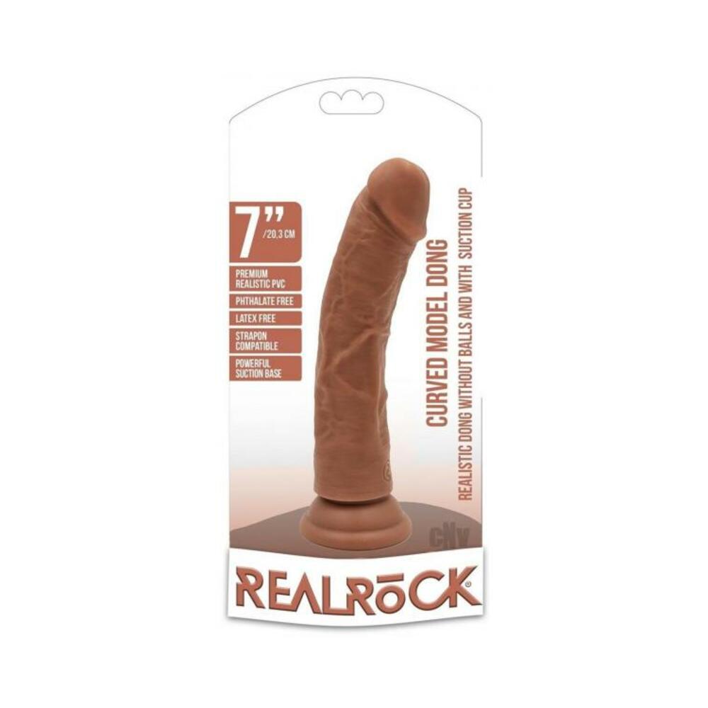 7423522626634_1 Realrock Curved Dildo 7 Tan - Image 1