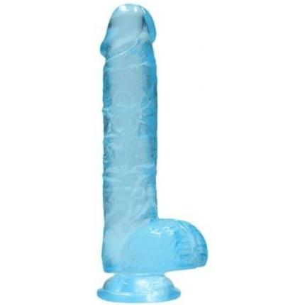 Realrock Crystal Clear Realistic Dildo With Balls 6 In. Blue