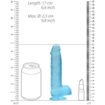 Realrock Crystal Clear Realistic Dildo With Balls 6 In. Blue - Image 3